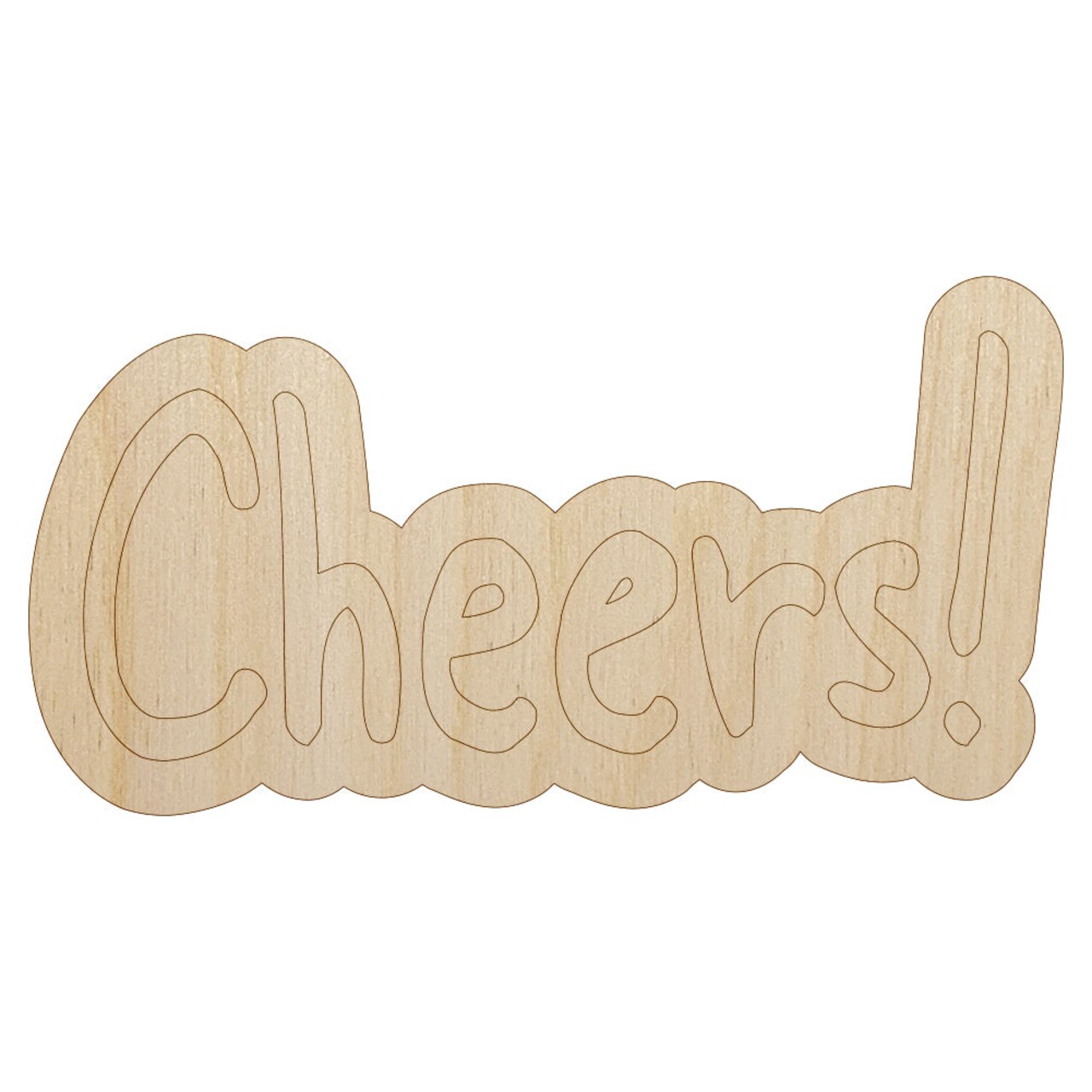 Cheers Fun Text Unfinished Wood Shape Piece Cutout for DIY Craft Projects